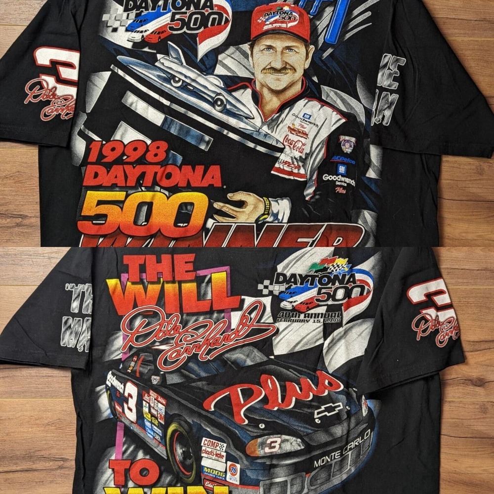 Vintage Dale Earnhardt 1998 Daytona 500 T-Shirt 2XL All Over Print NASCAR